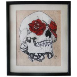 Cuadro Tatuado Prison Art (Cráneo con flores)