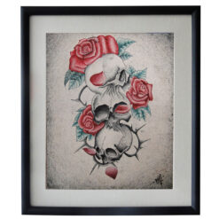 Cuadro Tatuado Prison Art (Cráneos con flores)